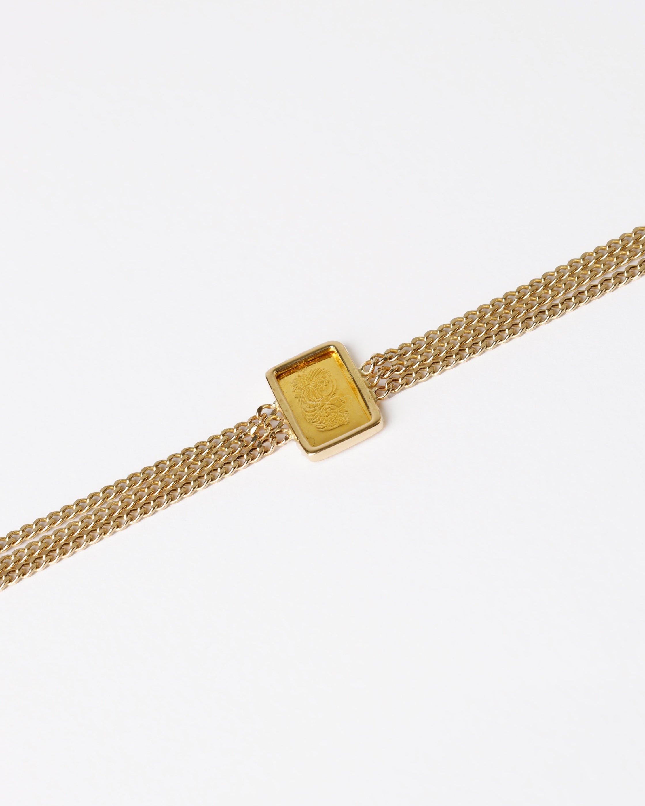 Triple Curb Chain Gold Bar Bracelet