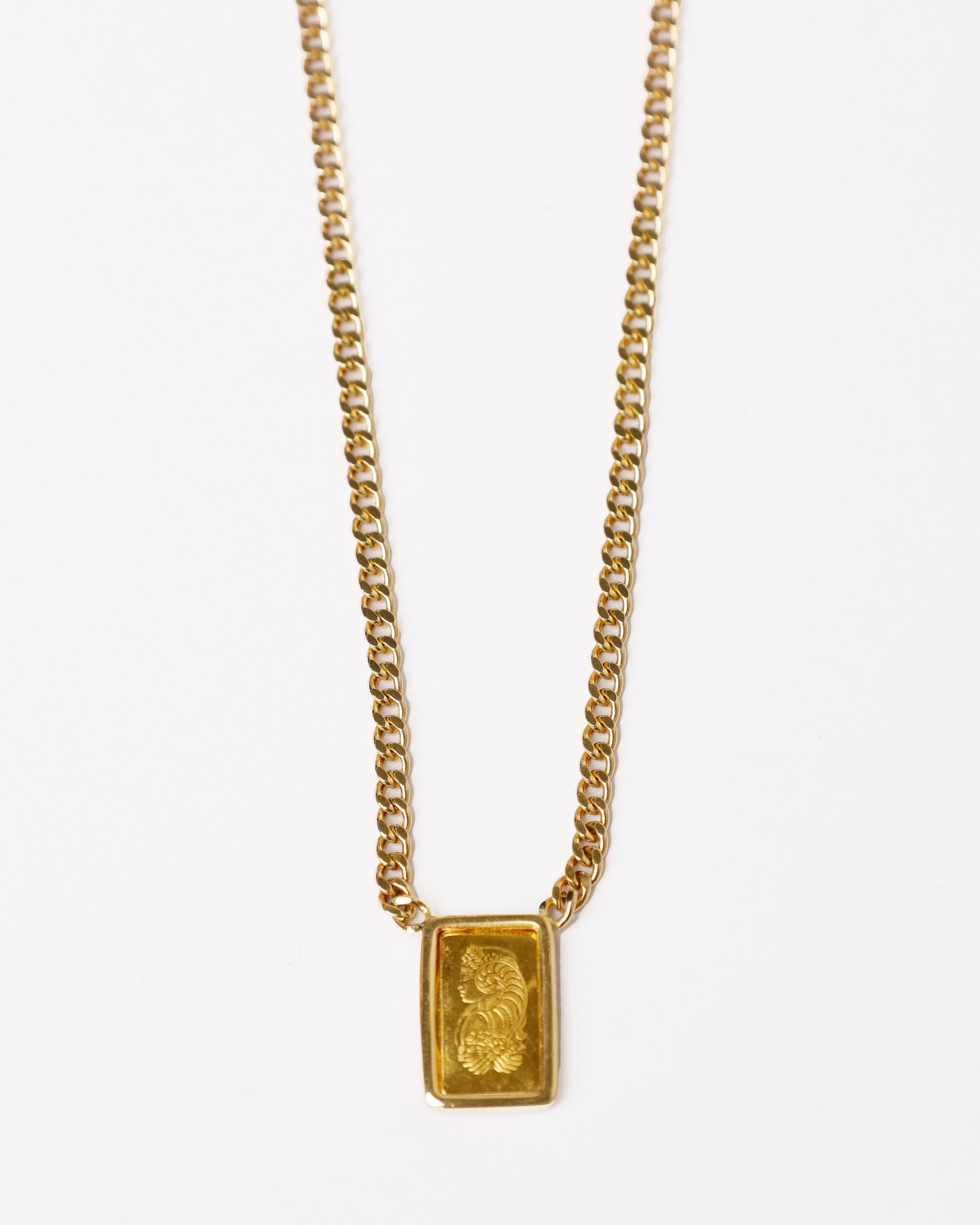 Curb Chain Gold Bar Necklace