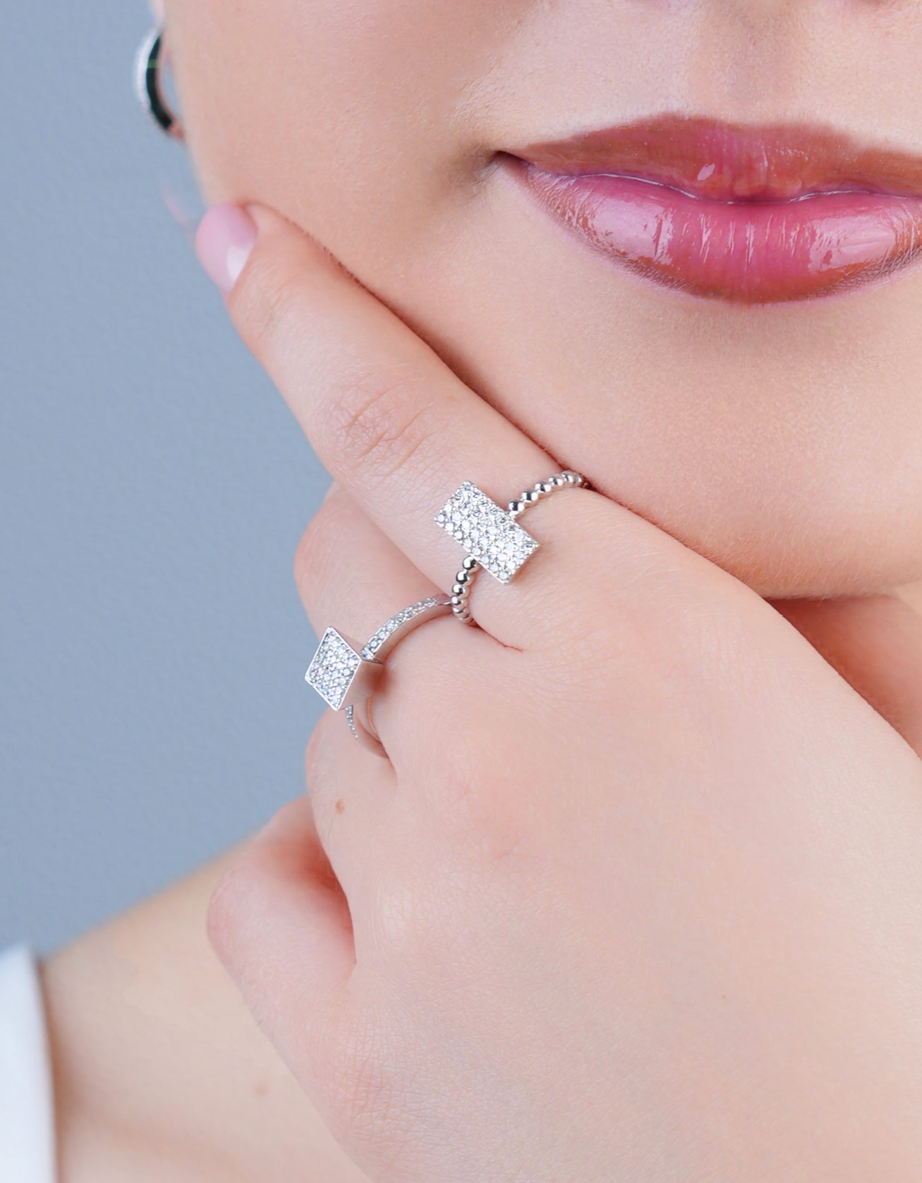 Square Pavé Stackable Ring