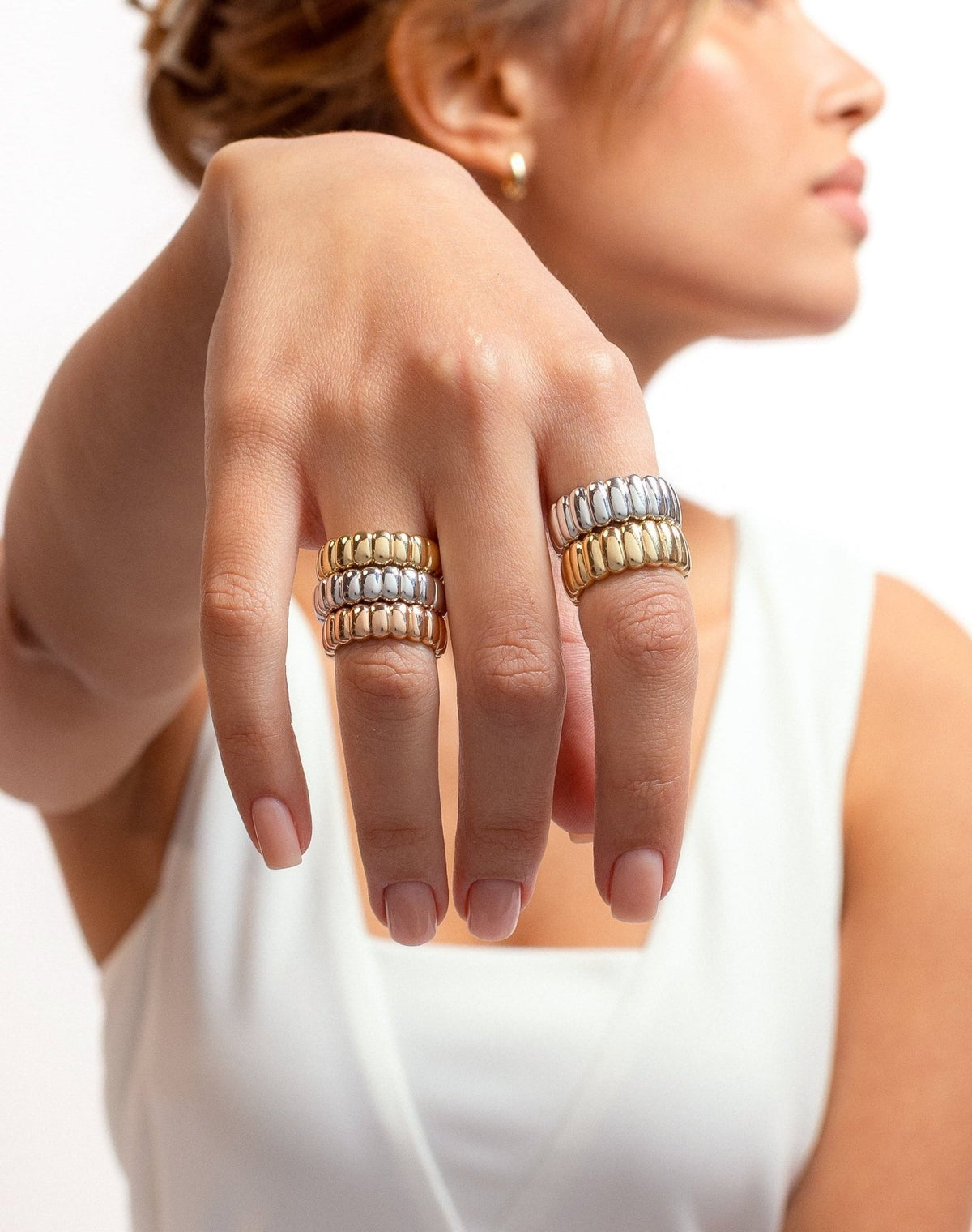 Charlotte Ring White - Thick - Aurel Gold