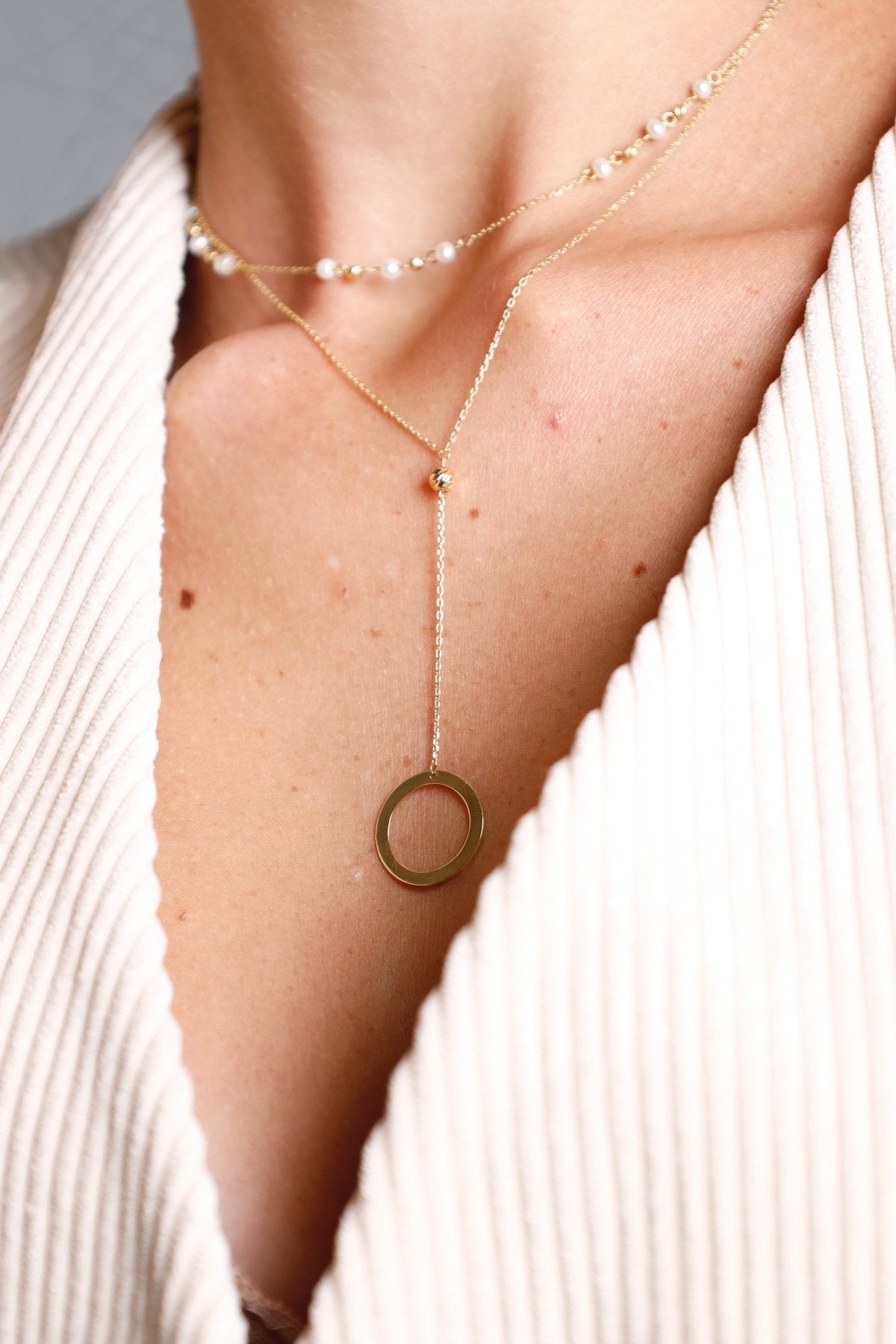 Circle Layered Necklace - Aurel Gold