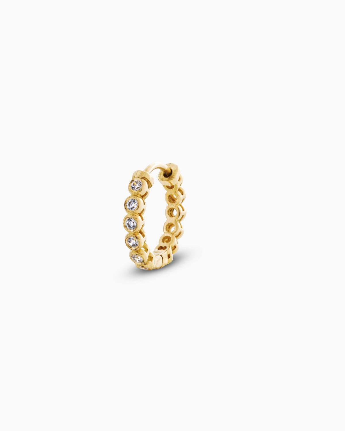 Diamond Bezel Huggie - Small - Aurel Gold