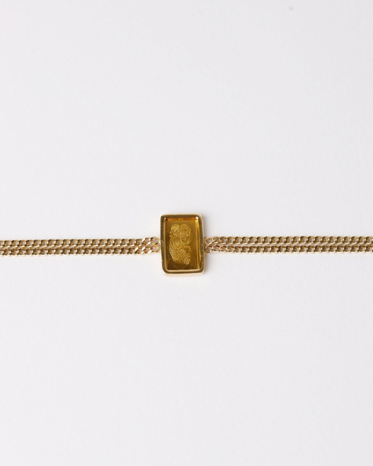 Double Curb Chain Gold Bar Bracelet - Aurel Gold