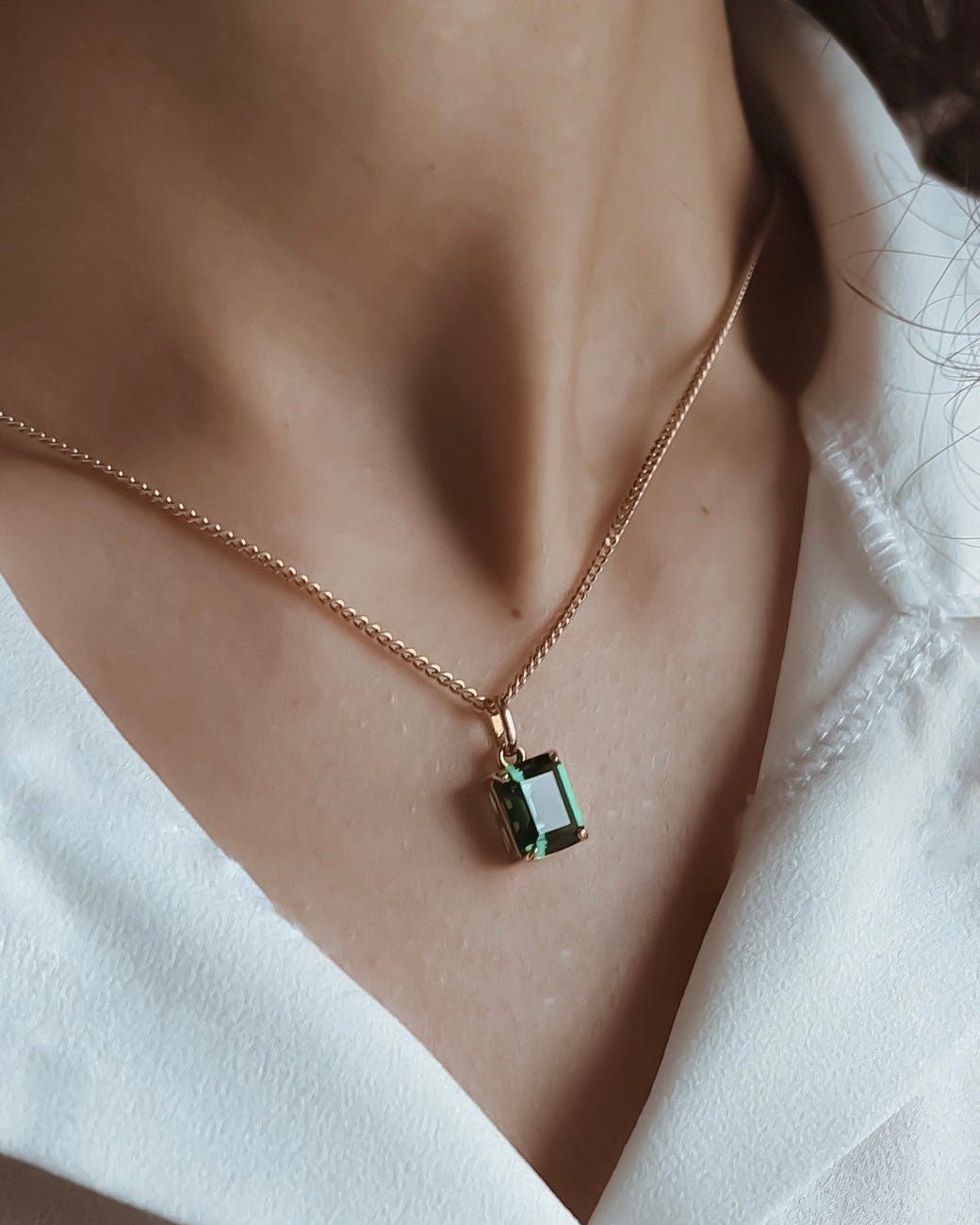 Emerald Cut Necklace - Aurel Gold