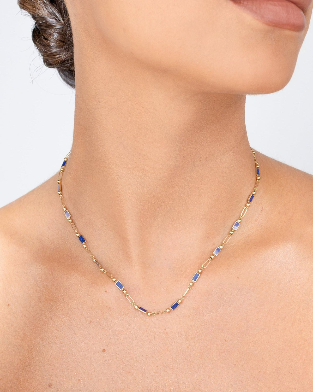 Enamel Necklace - Lapis - Aurel Gold