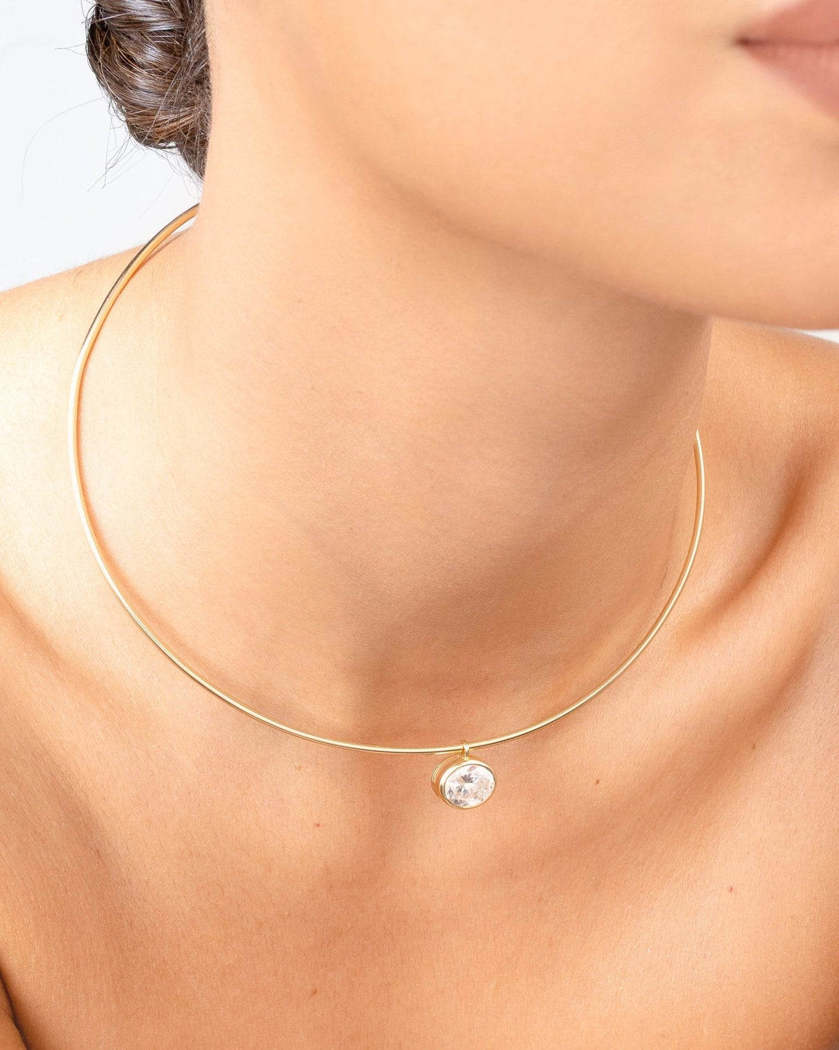 Horizontal Oval Choker - Aurel Gold