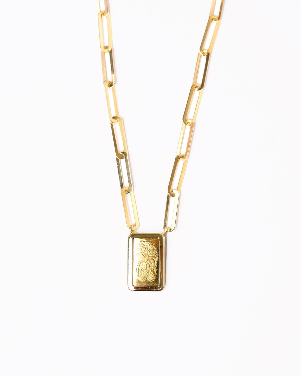 Paperclip Gold Bar Necklace - Aurel Gold