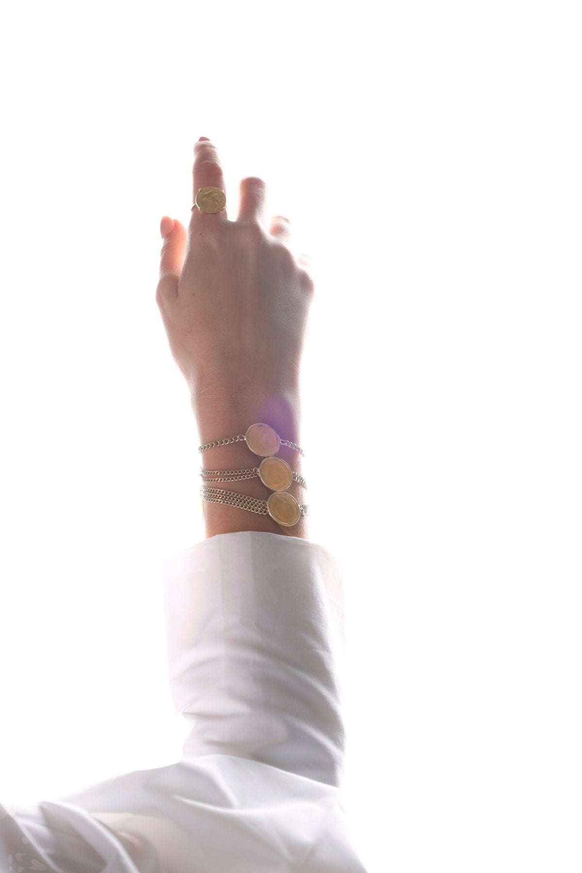 Triple Curb Chain Lira Bracelet - Aurel Gold