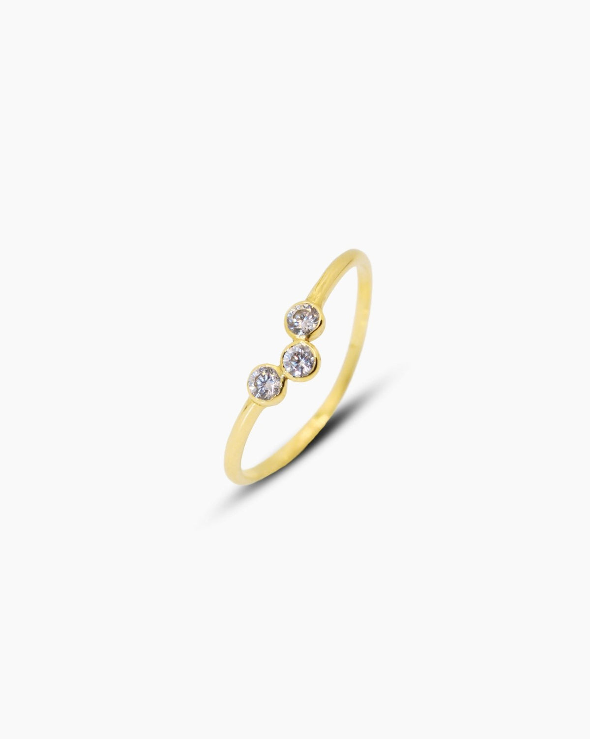 V-Shape Diamond Bezel Set Ring - Aurel Gold