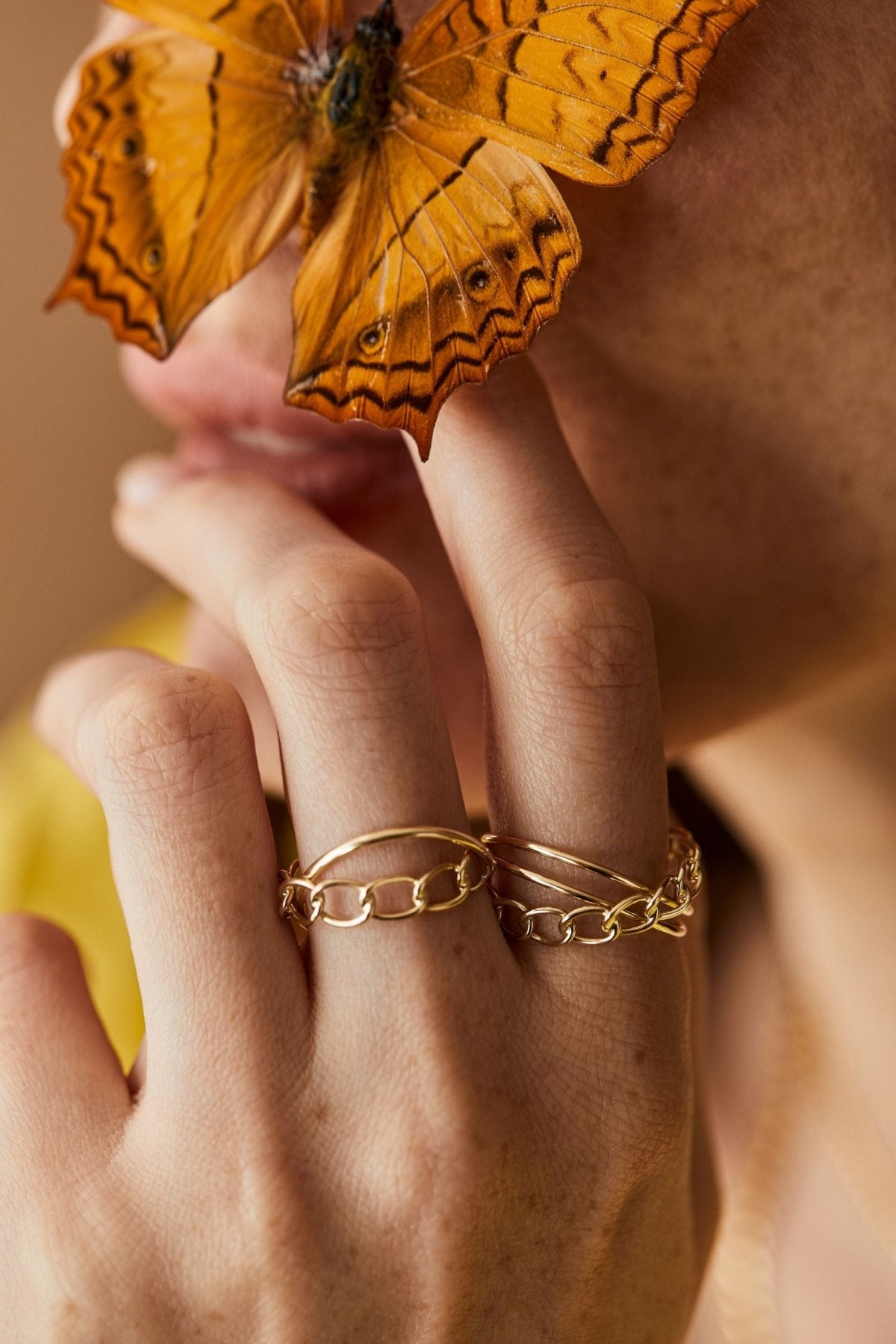 Double X Chain Ring - Aurel Gold