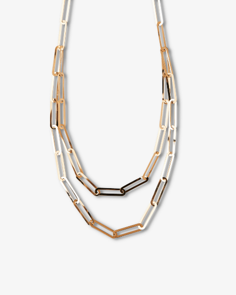 Layered Paperclip Necklace - Aurel Gold