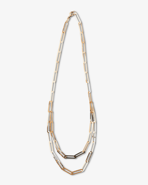 Layered Paperclip Necklace - Aurel Gold