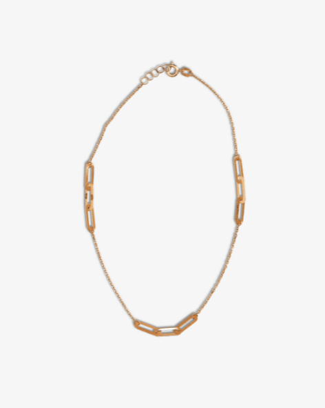 Triple Paperclip Anklet - Aurel Gold