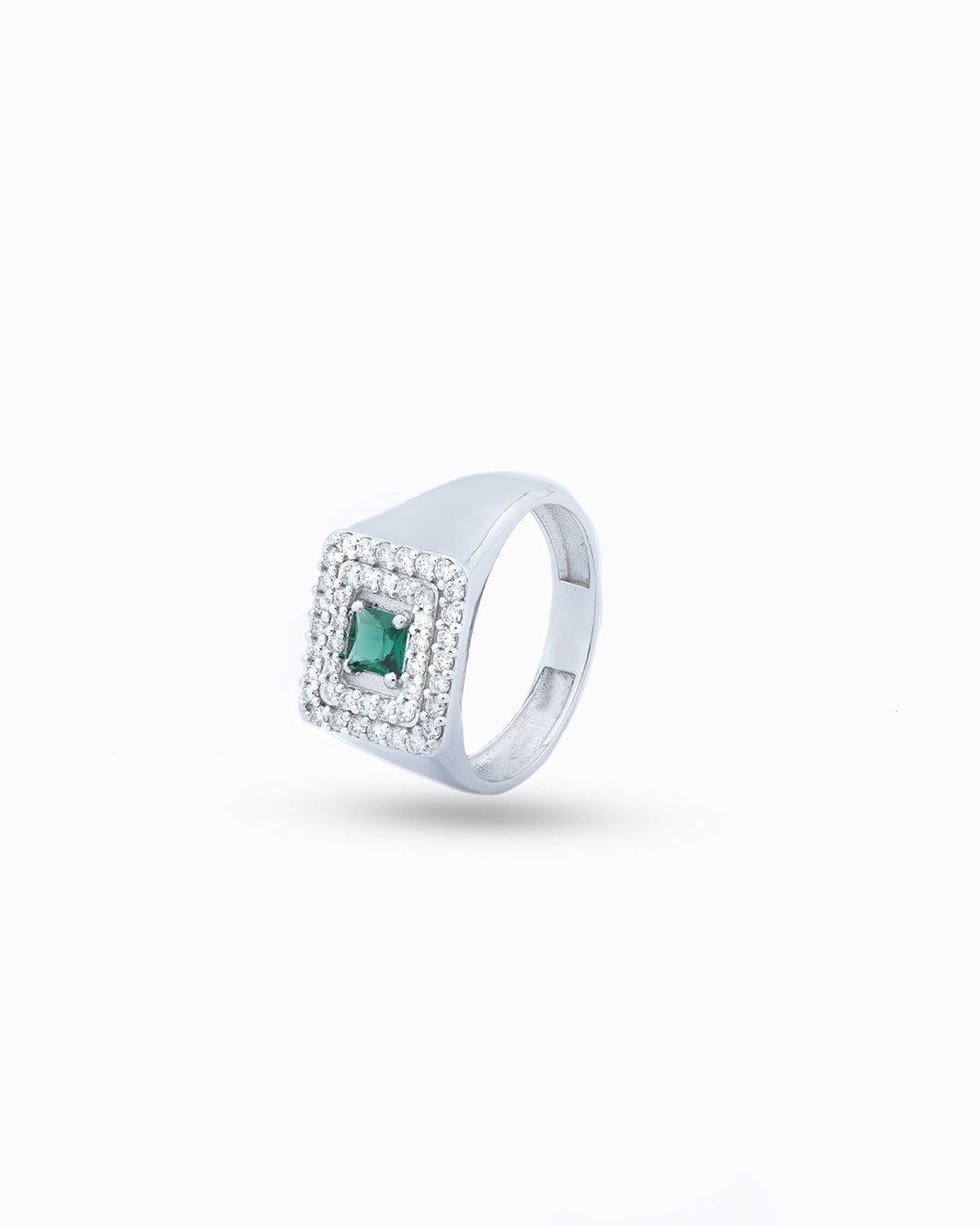 Emerald + Diamond Signet Ring