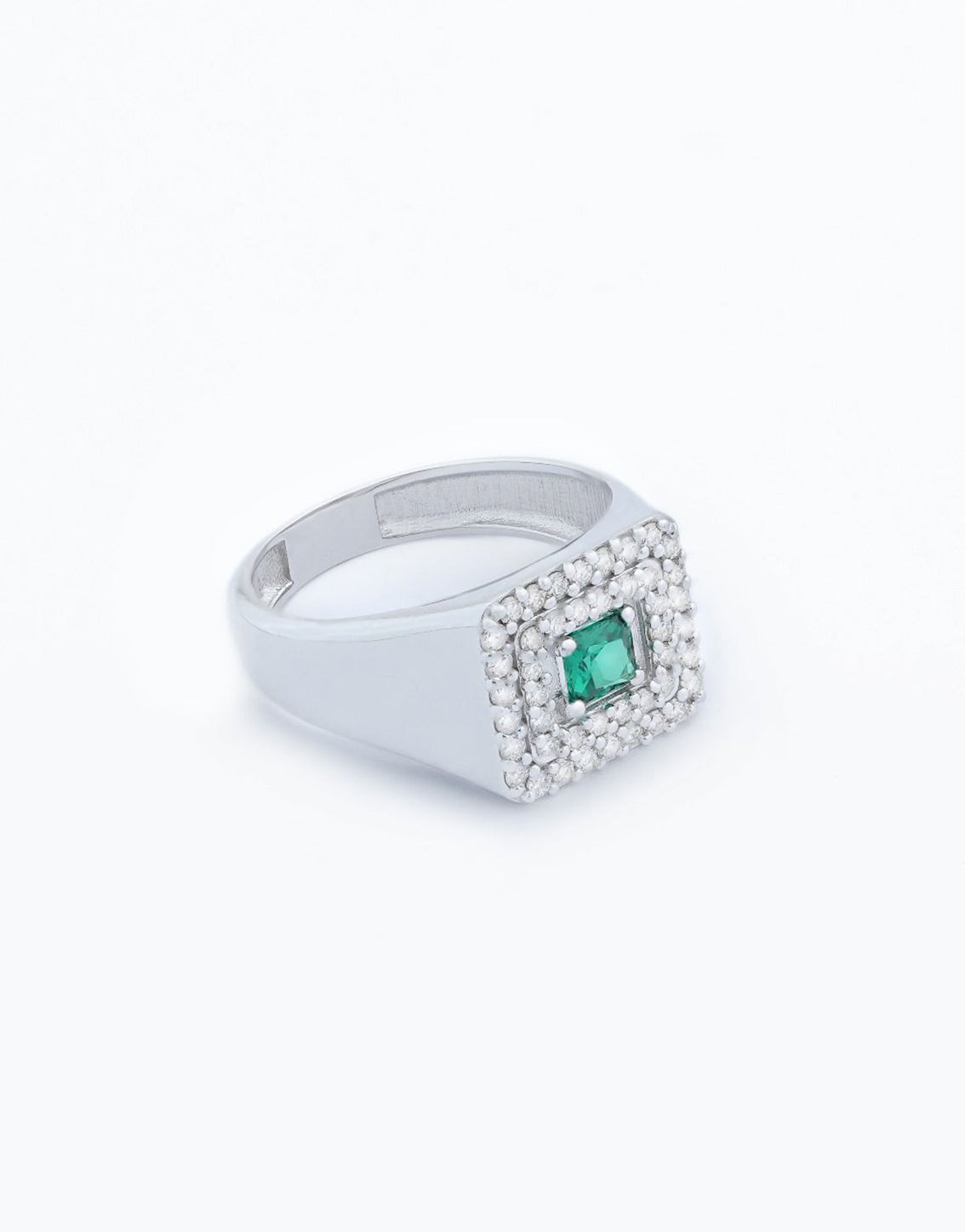 Emerald + Diamond Signet Ring