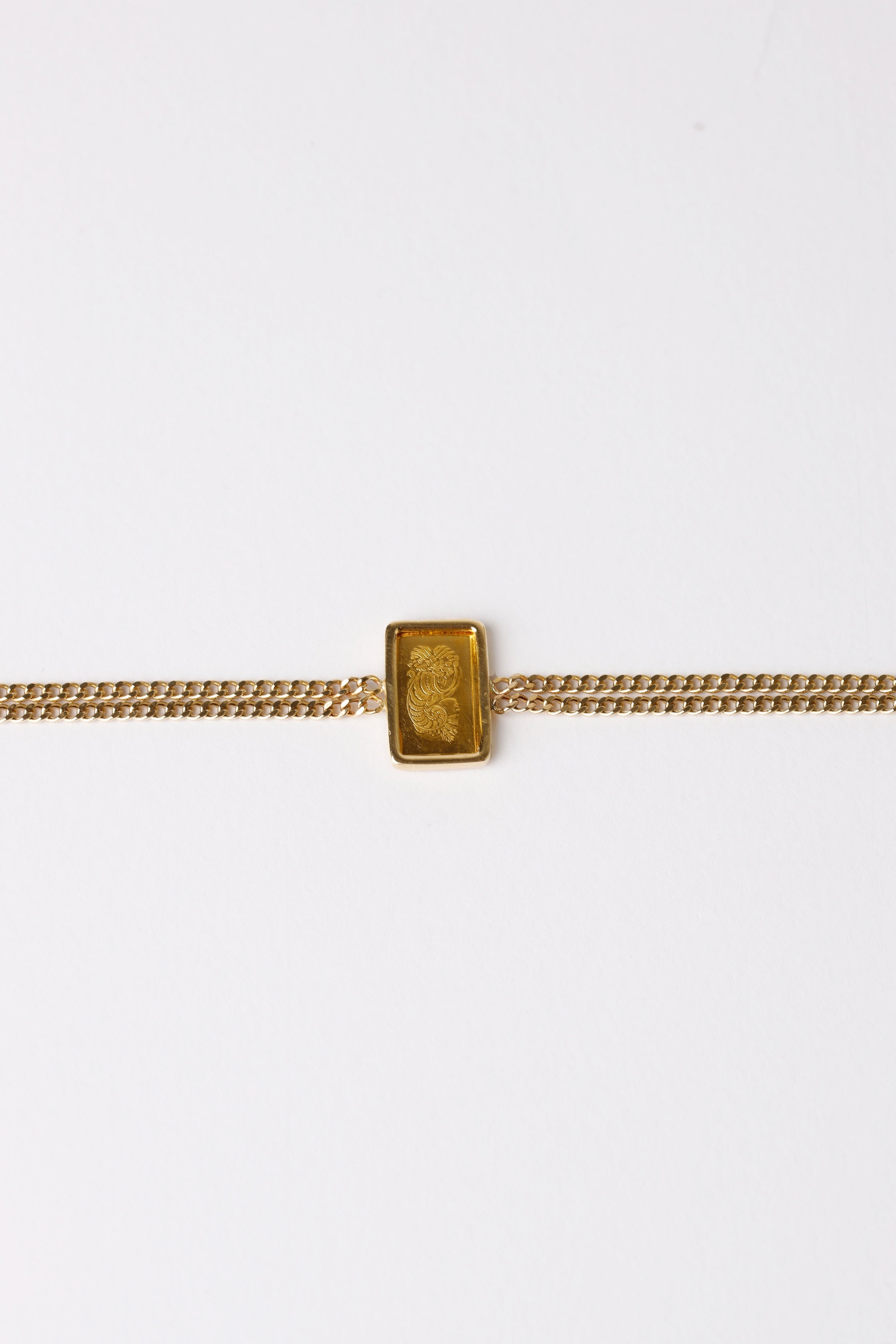 Double Curb Chain Gold Bar Bracelet