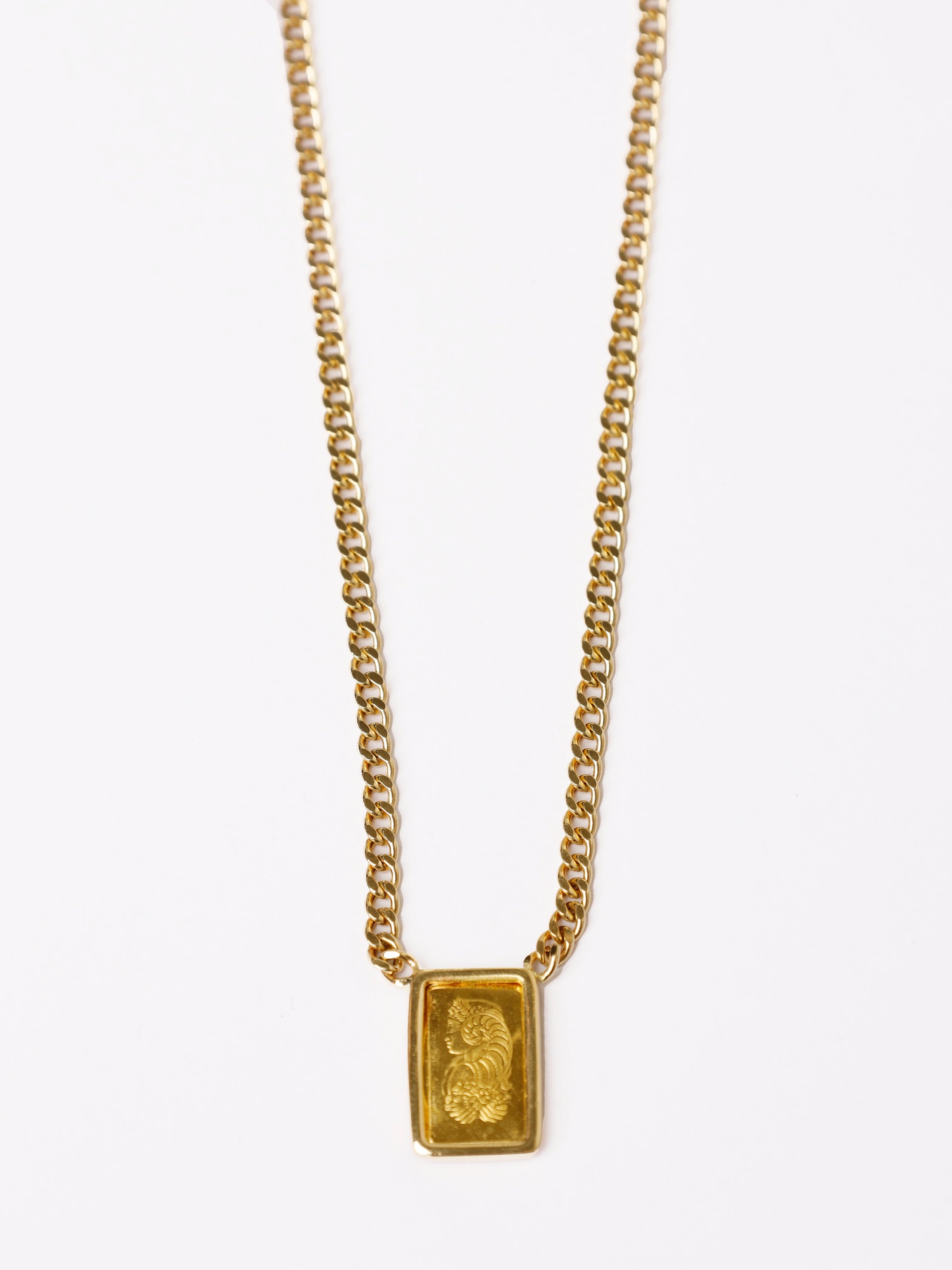 Curb Chain Gold Bar Necklace