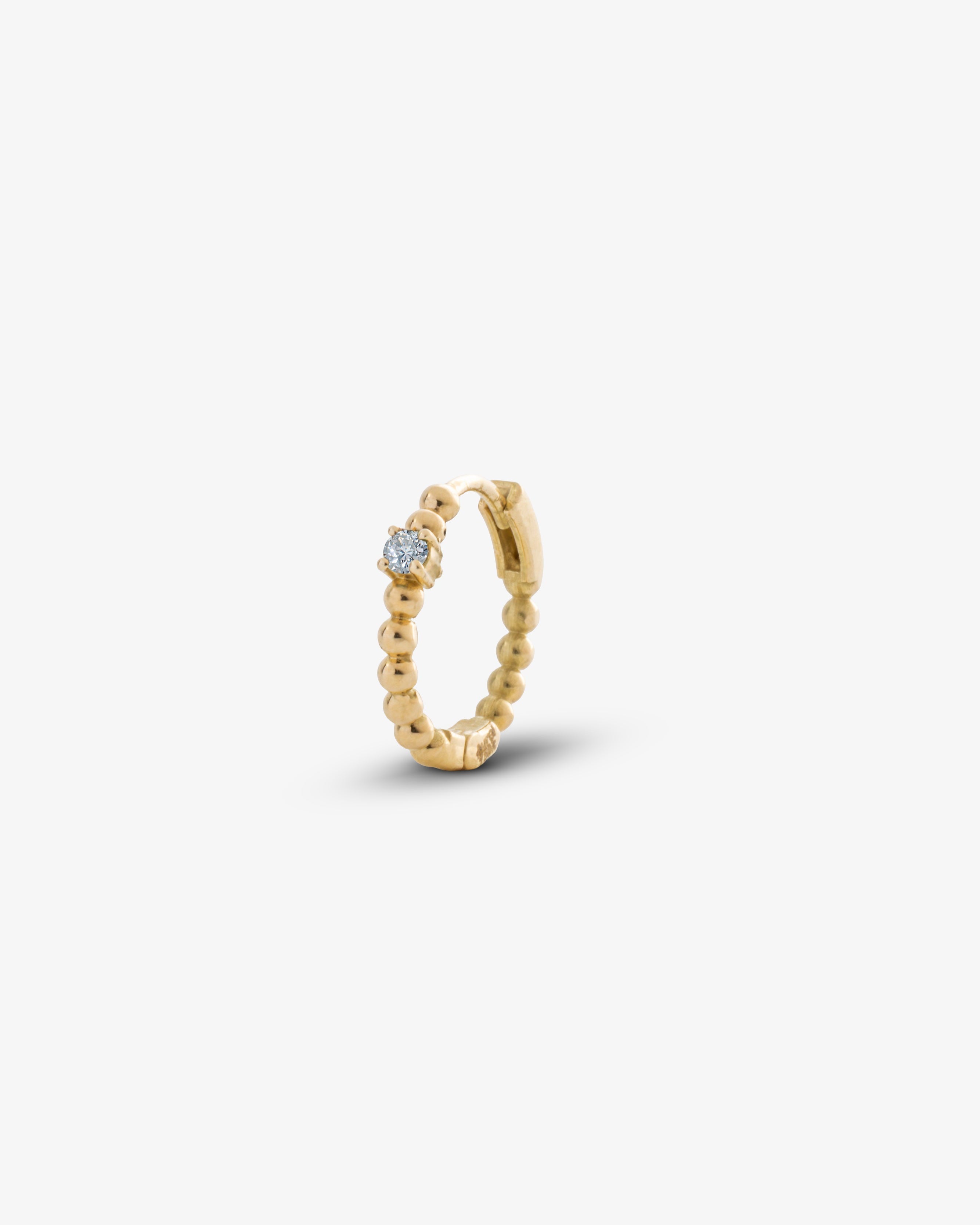 Diamond Single Stone Beaded Huggie
