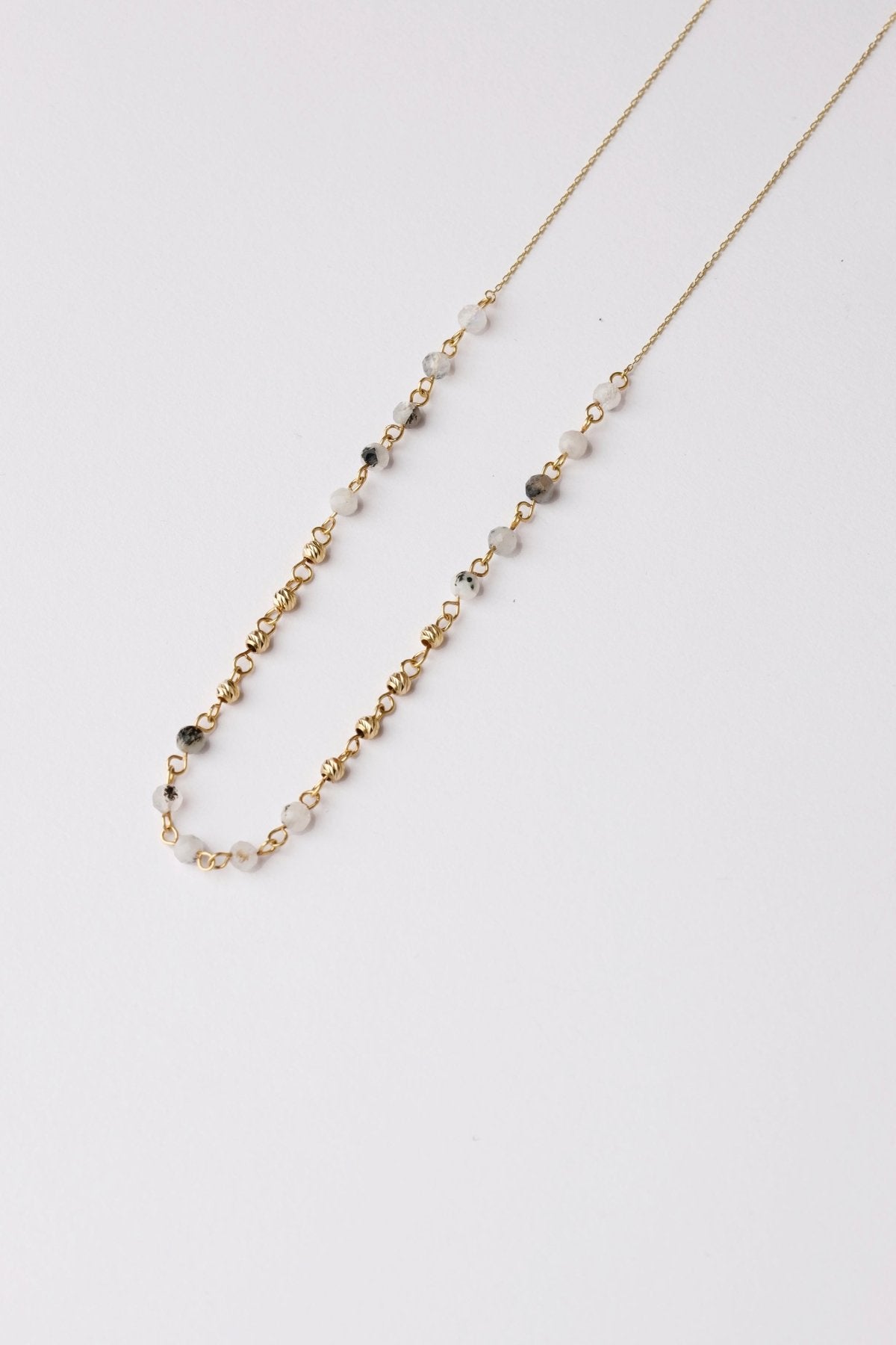 Black & White Beaded Necklace - Aurel Gold