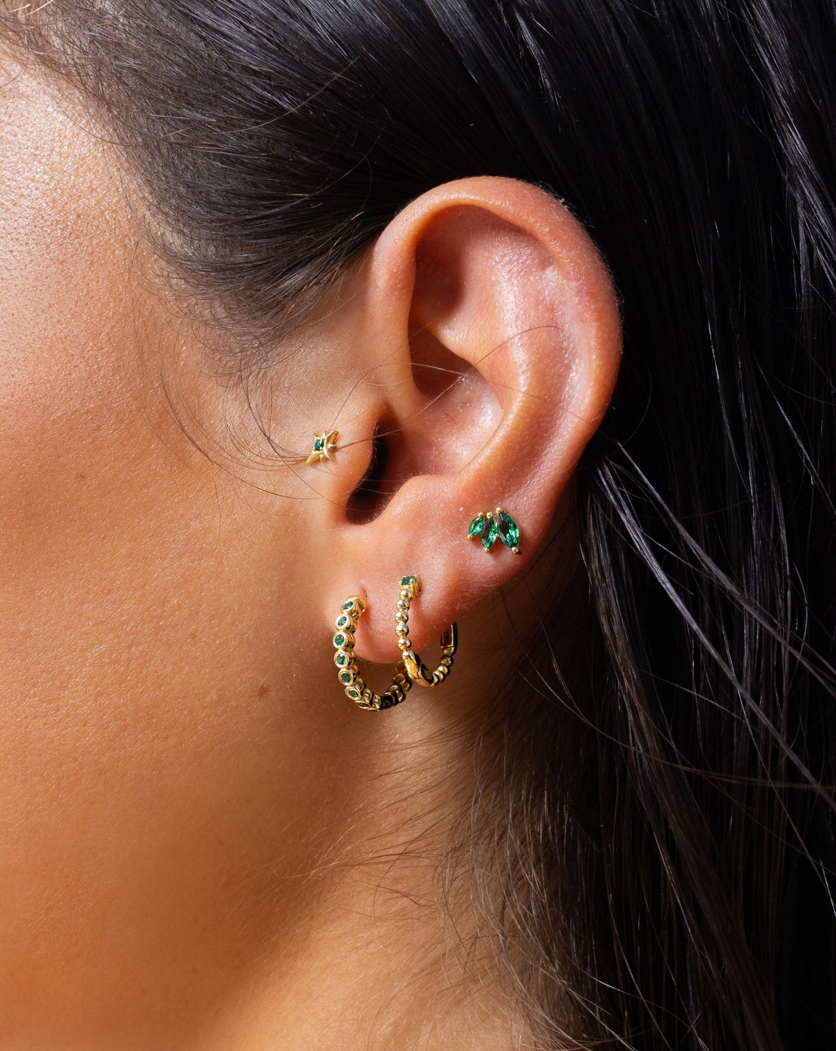 Compass Star Stone Stud - Aurel Gold