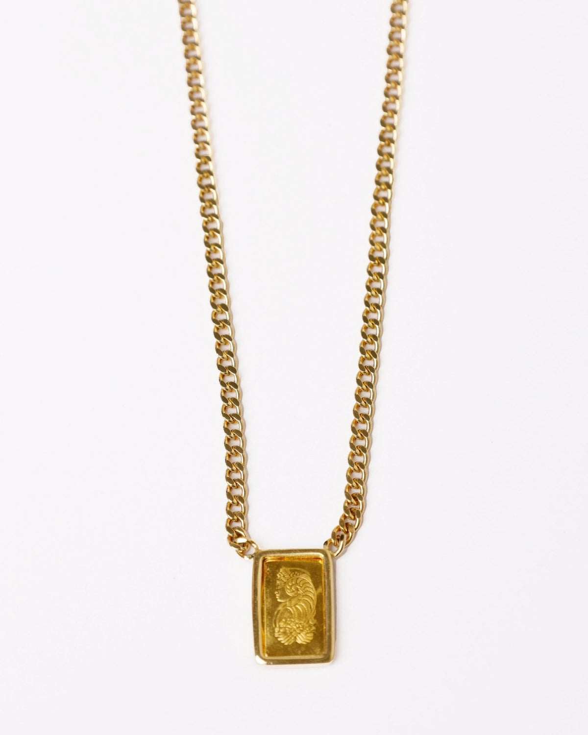 Curb Chain Gold Bar Necklace - Aurel Gold