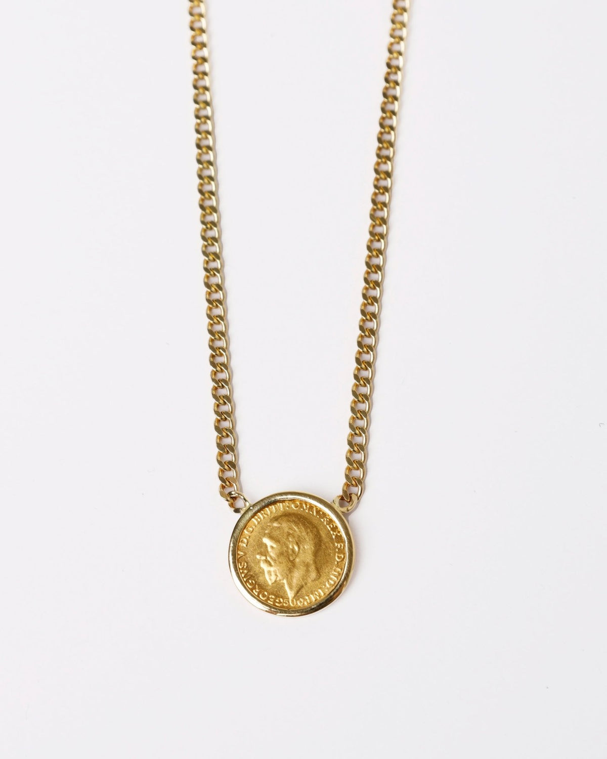 Curb Chain Lira Necklace - Aurel Gold