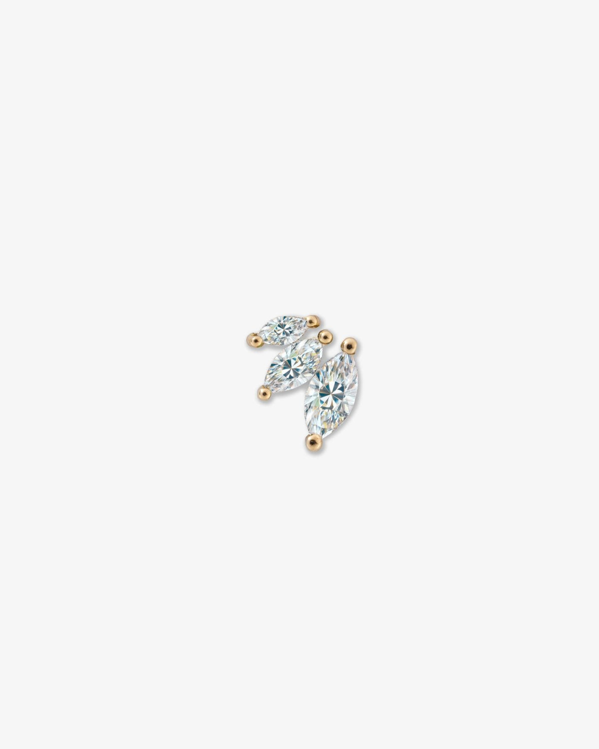 Diamond Graduated Triple Marquise Stud - Aurel Gold