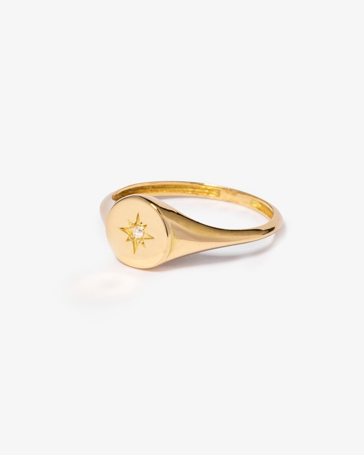 Diamond Star Signet Ring - Aurel Gold