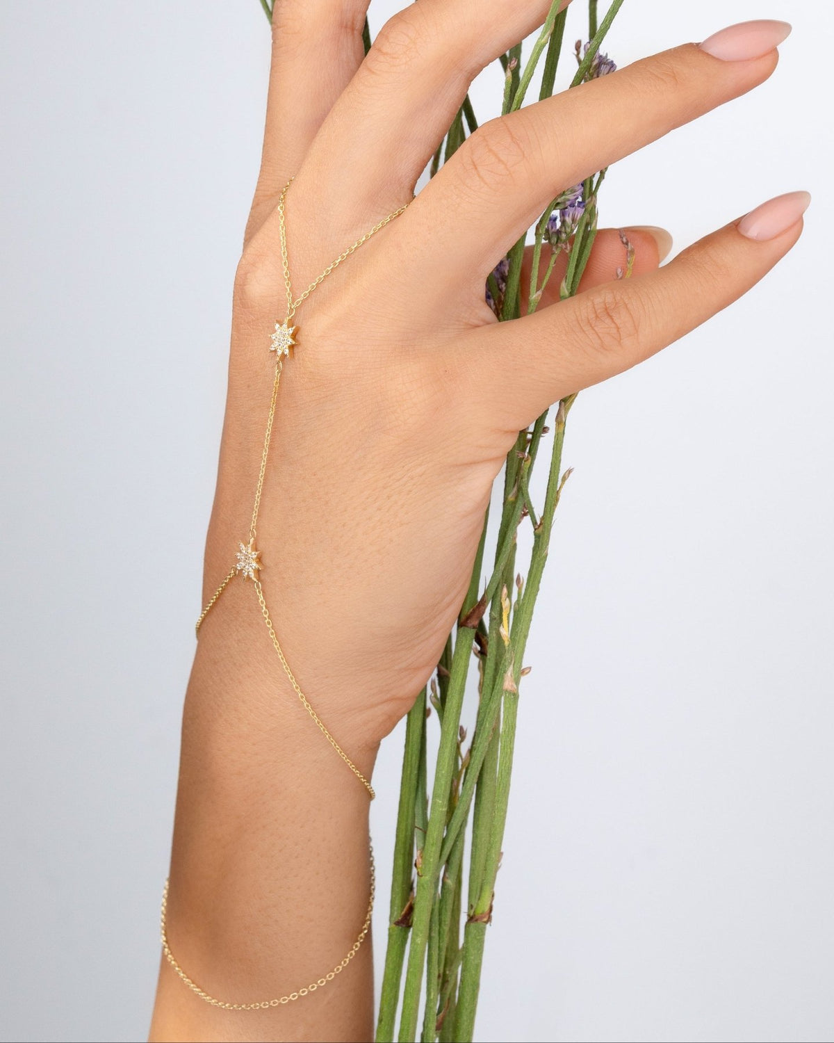 Double Star Hand Chain - Aurel Gold