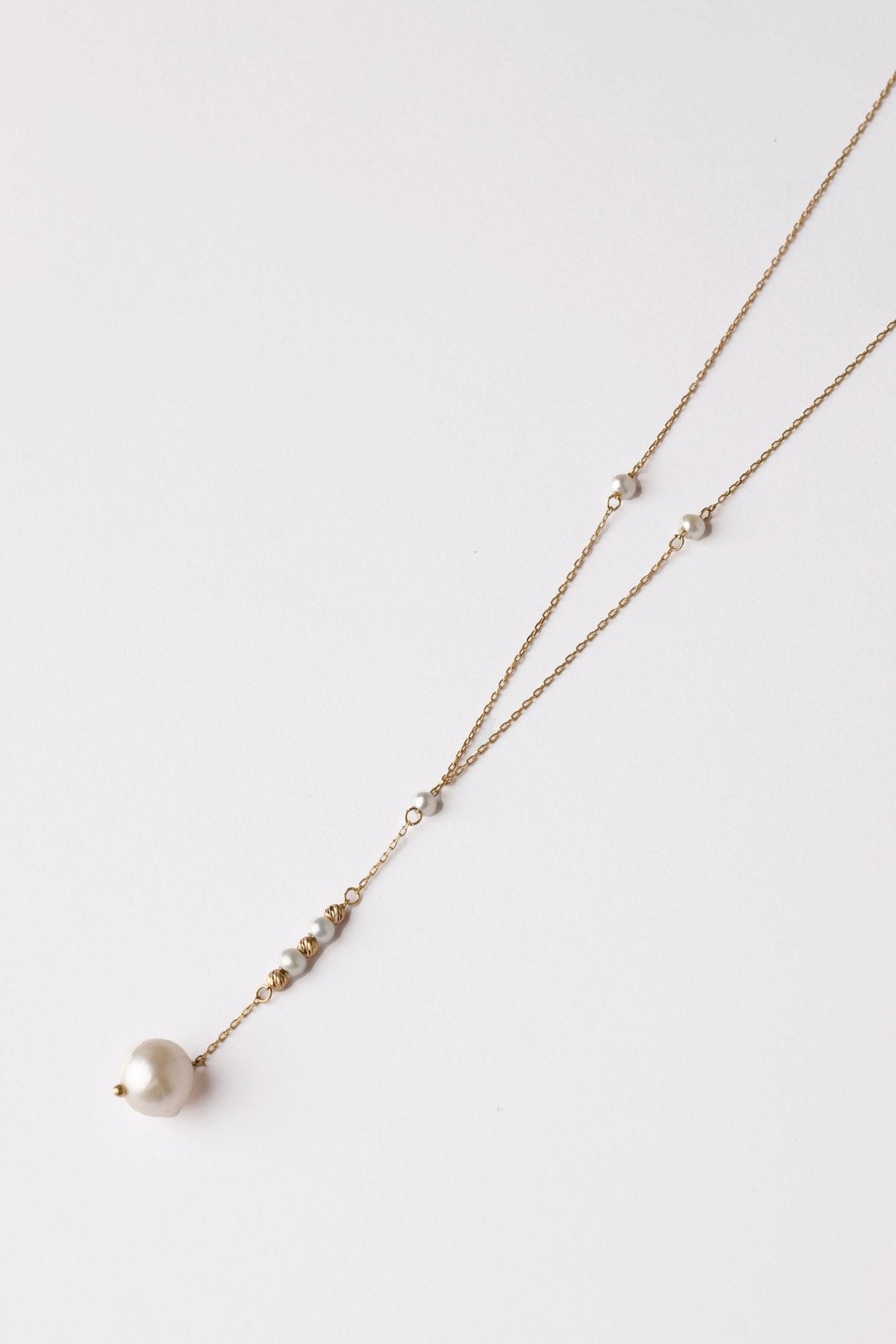 Drop Pearl Necklace - Aurel Gold