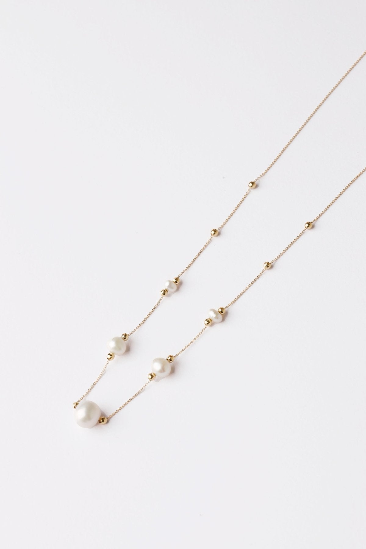 Multi Pearl Station Necklace - Aurel Gold