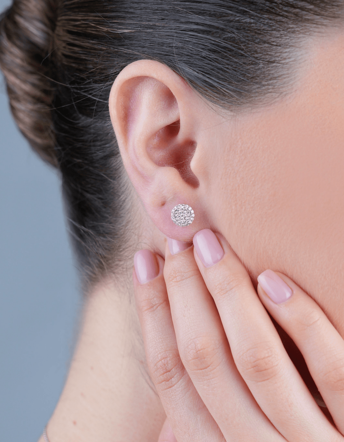 Round Illusion Diamond Studs - Aurel Gold