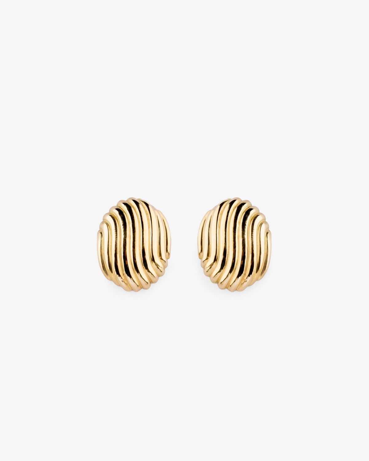 Striped Oval Earrings - Aurel Gold