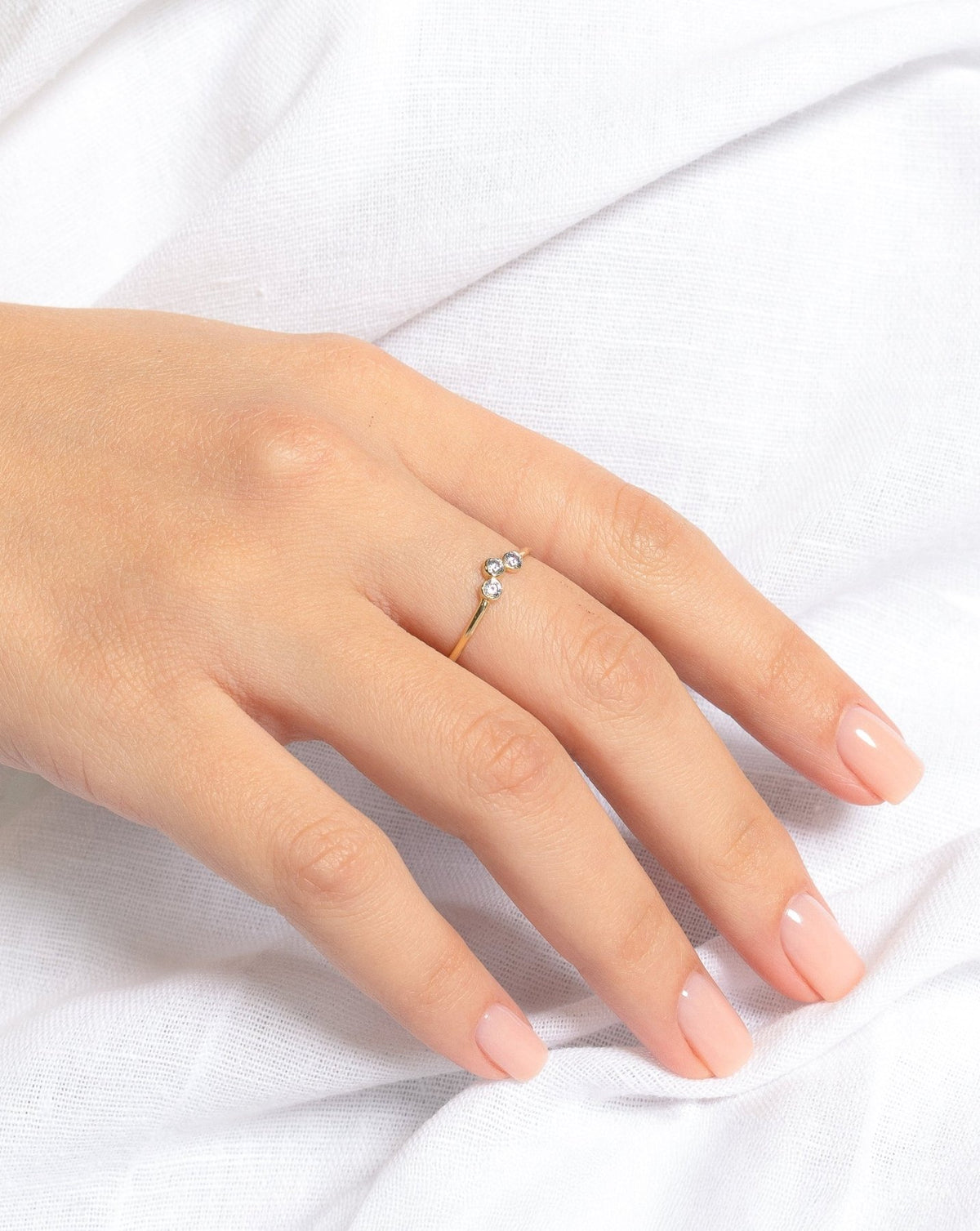 V-Shape Diamond Bezel Set Ring - Aurel Gold