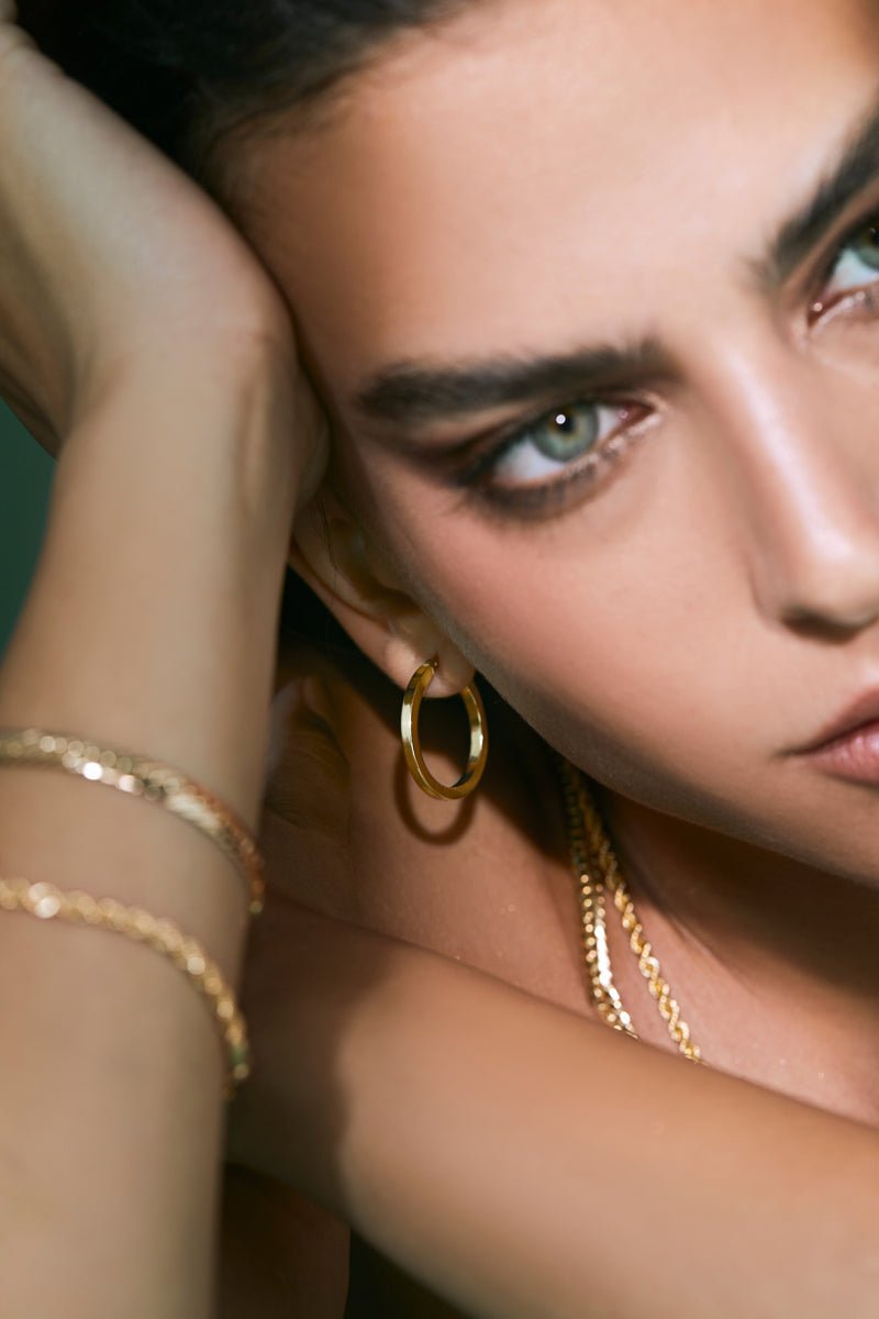 Cubic Hoops Earrings - Aurel Gold