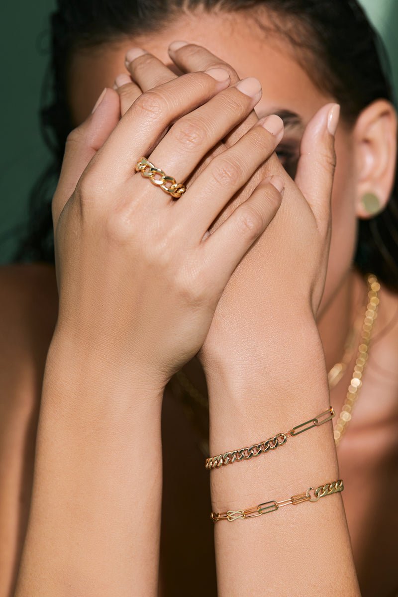 Double Chain Paperclip Bracelet - Aurel Gold
