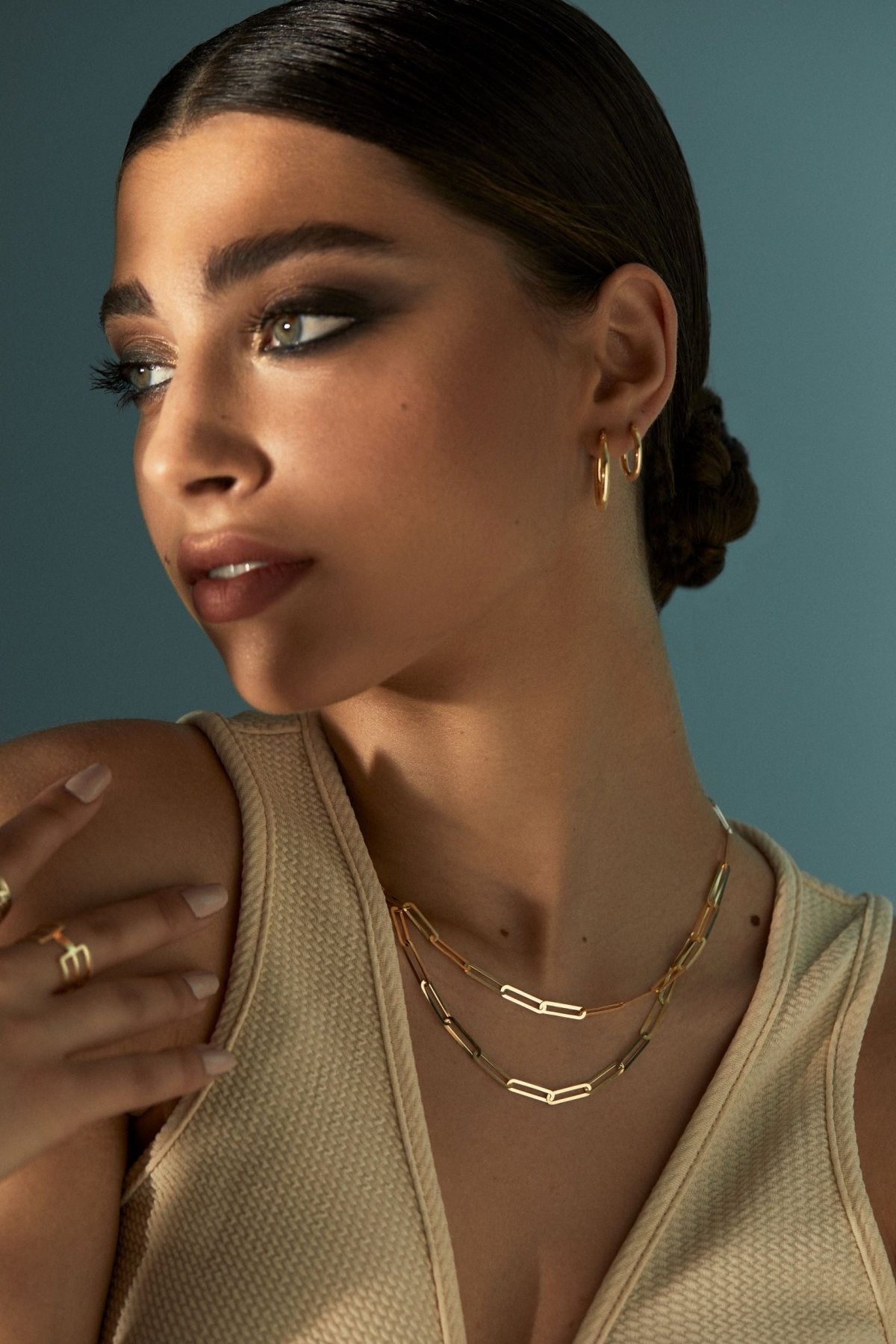Layered Paperclip Necklace - Aurel Gold
