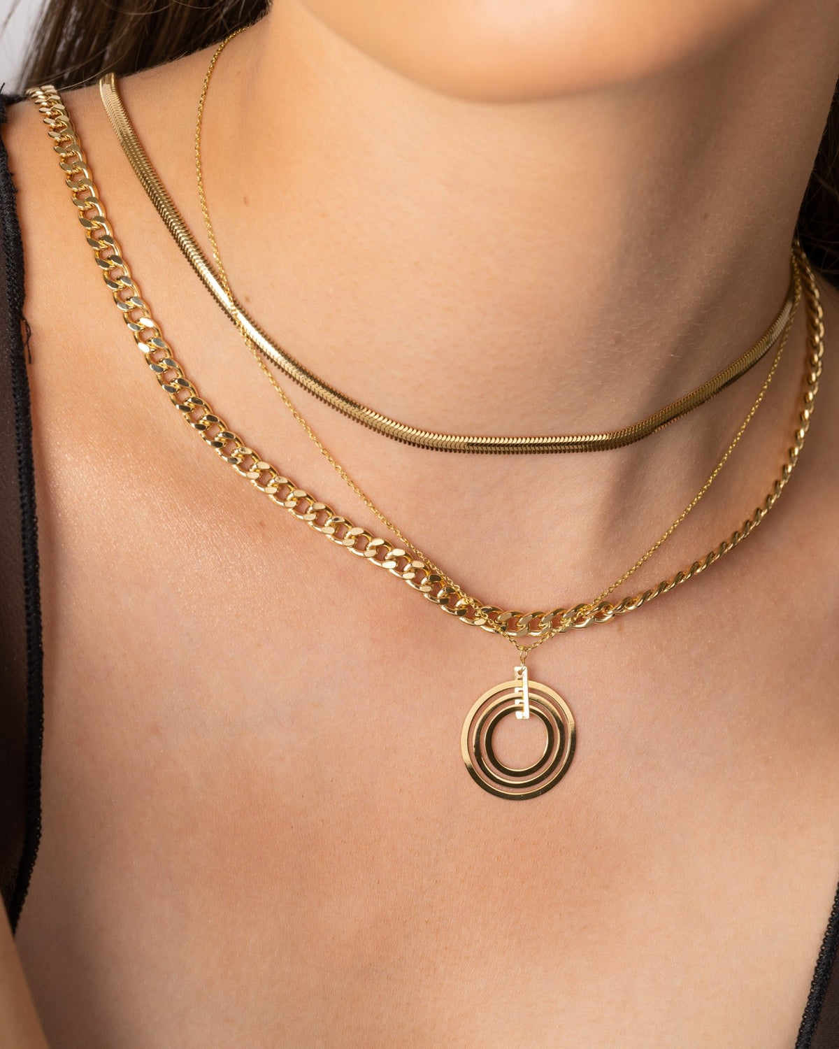 Triple Circle Necklace - Aurel Gold